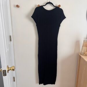 Anthropologie Black Ribbed Maxi Dress